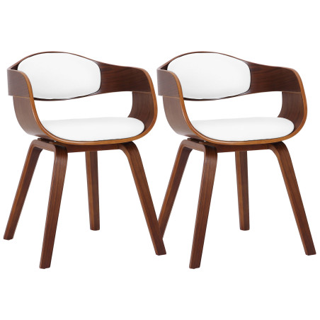 Coppia di sedie Kingston, ecopelle, noce/bianco