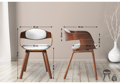 Ensemble de 2 chaises Kingston, similicuir, noyer/blanc