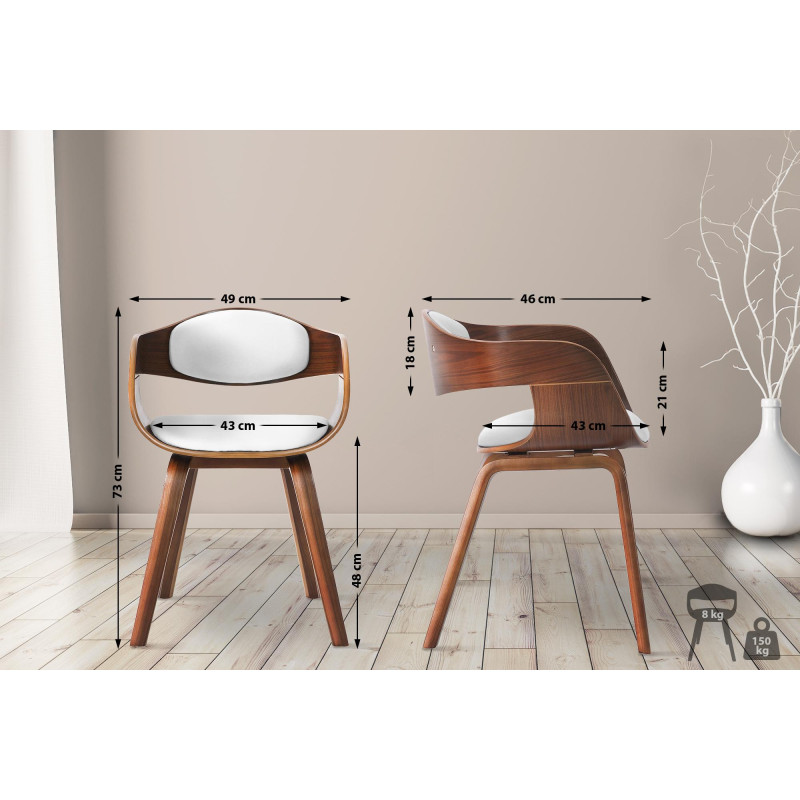 Ensemble de 2 chaises Kingston, similicuir, noyer/blanc