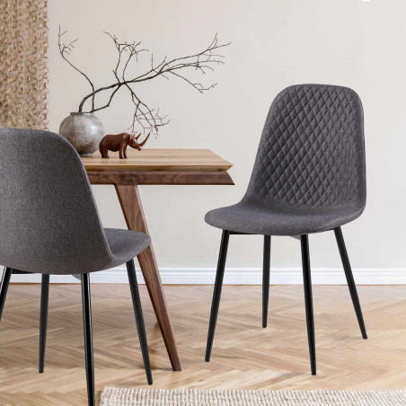 Ensemble de 4 chaises Giverny, tissu gris foncé