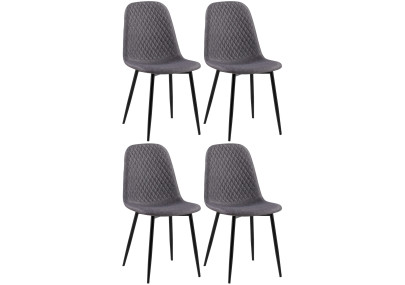 Conjunto de 4 sillas Giverny, tela gris oscuro