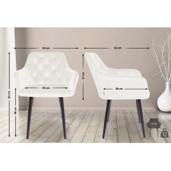 Sedia da pranzo Stanley, velluto, crema