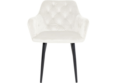 Chaise de salle à manger Stanley, velours, crème