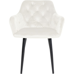 Sedia da pranzo Stanley, velluto, crema