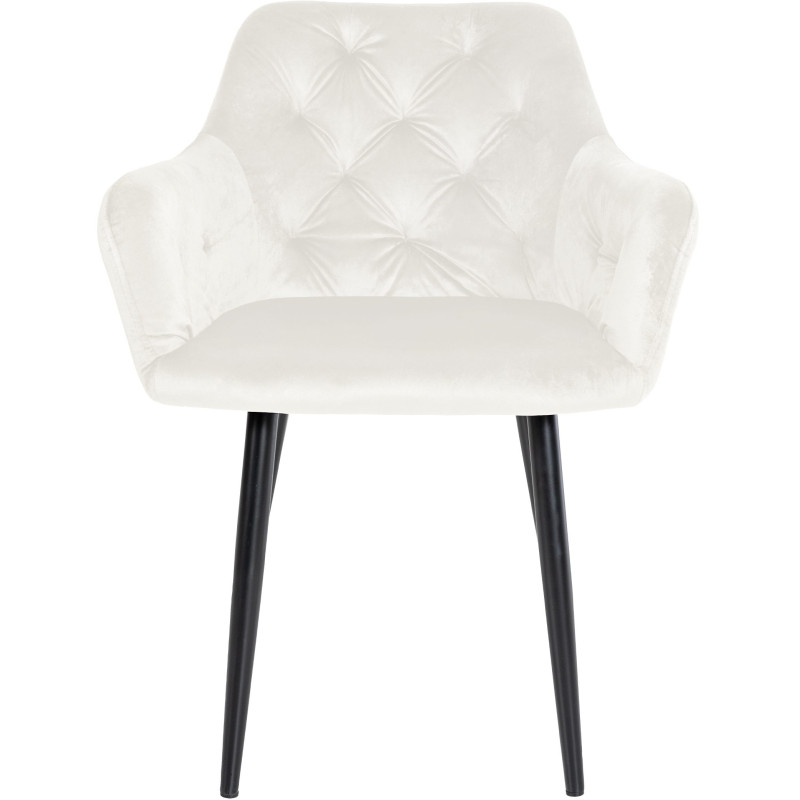 Sedia da pranzo Stanley, velluto, crema