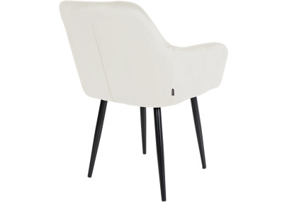 Sedia da pranzo Stanley, velluto, crema