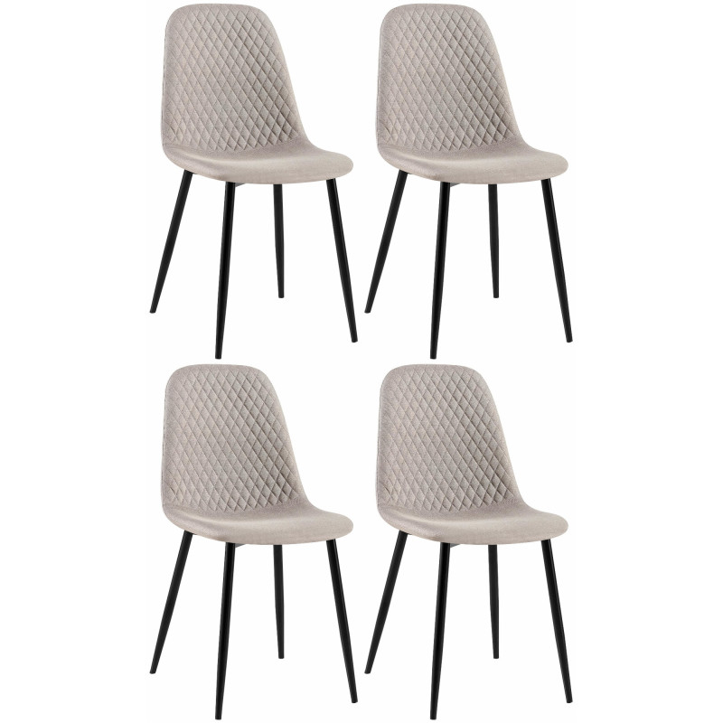 Insieme di 4 sedie Giverny in tessuto grigio