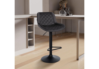 Lot de 2 tabourets de bar Kasson en velours noir