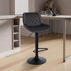 Ensemble de 2 tabourets de bar Kasson en velours noir