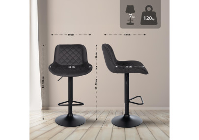 Lot de 2 tabourets de bar Kasson en velours noir