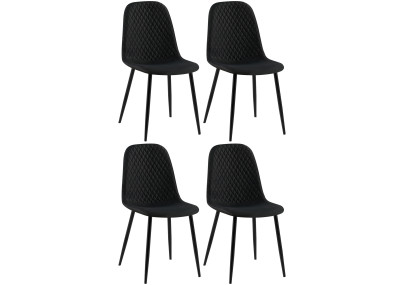 Conjunto de 4 sillas Giverny, tela, negro