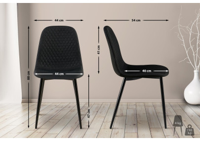 Conjunto de 4 sillas Giverny, tela, negro