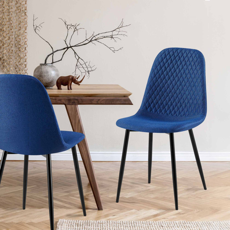 Conjunto de 4 cadeiras Giverny, tecido, azul