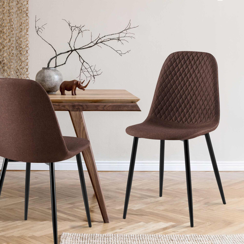 Conjunto de 4 sillas Giverny de tela marrón