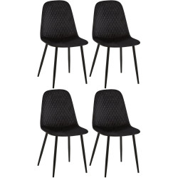 Ensemble de 4 chaises Giverny, velours, noir