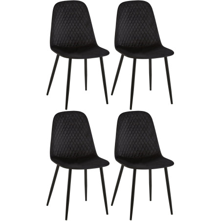 Ensemble de 4 chaises Giverny, velours, noir