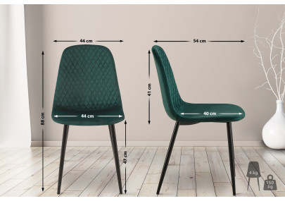 Ensemble de 4 chaises Giverny en velours vert