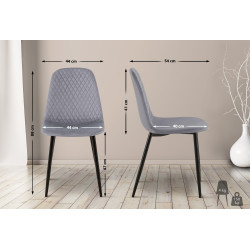 Ensemble de 4 chaises Giverny en velours gris