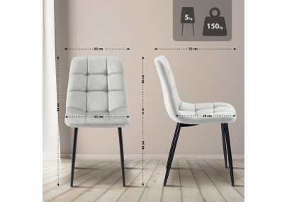 Conjunto de 4 cadeiras de sala de jantar Antibes cinzentas