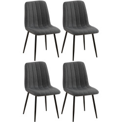 Ensemble de 4 chaises Dijon, tissu gris foncé
