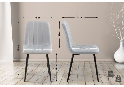 Ensemble de 4 chaises en tissu gris Dijon