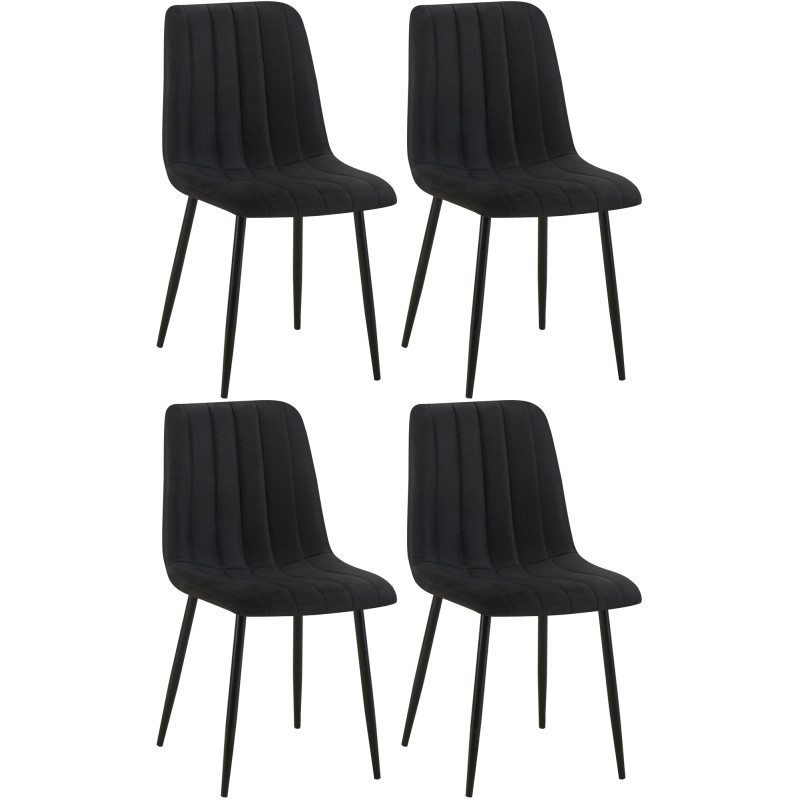 Ensemble de 4 chaises Dijon, tissu noir