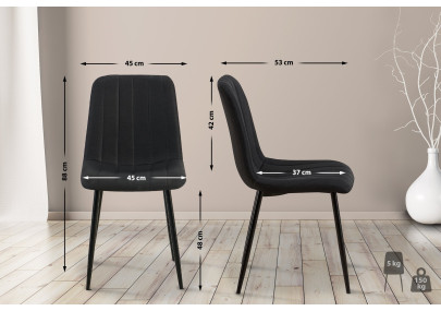 Ensemble de 4 chaises Dijon, tissu noir