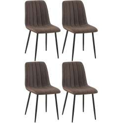 Ensemble de 4 chaises Dijon, tissu marron