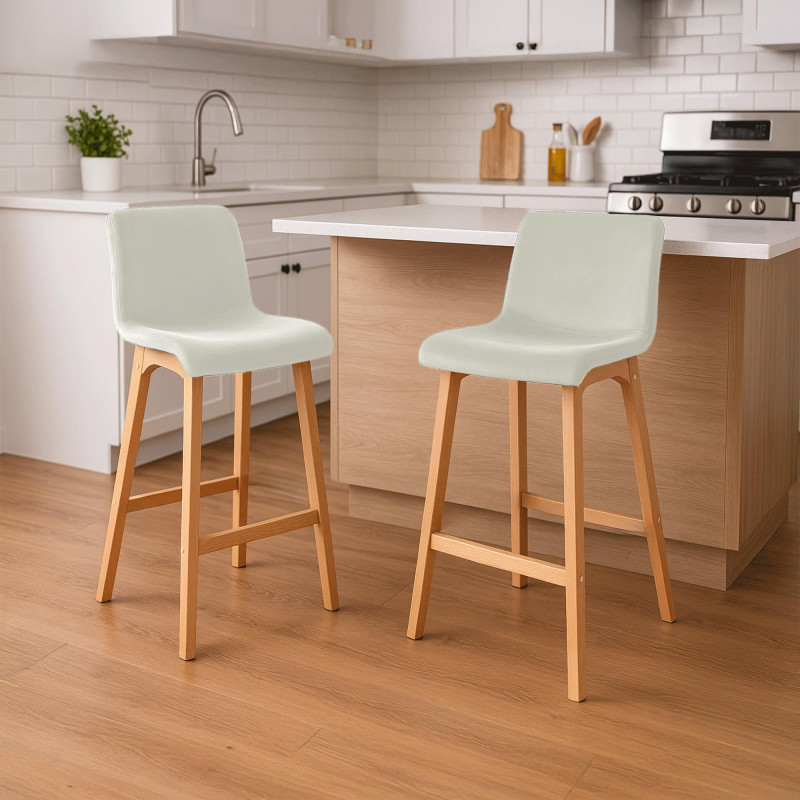Tabouret de bar en velours Hoover Natura crème