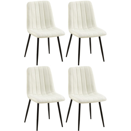 Ensemble de 4 chaises en tissu crème Dijon