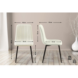 Ensemble de 4 chaises en tissu crème Dijon