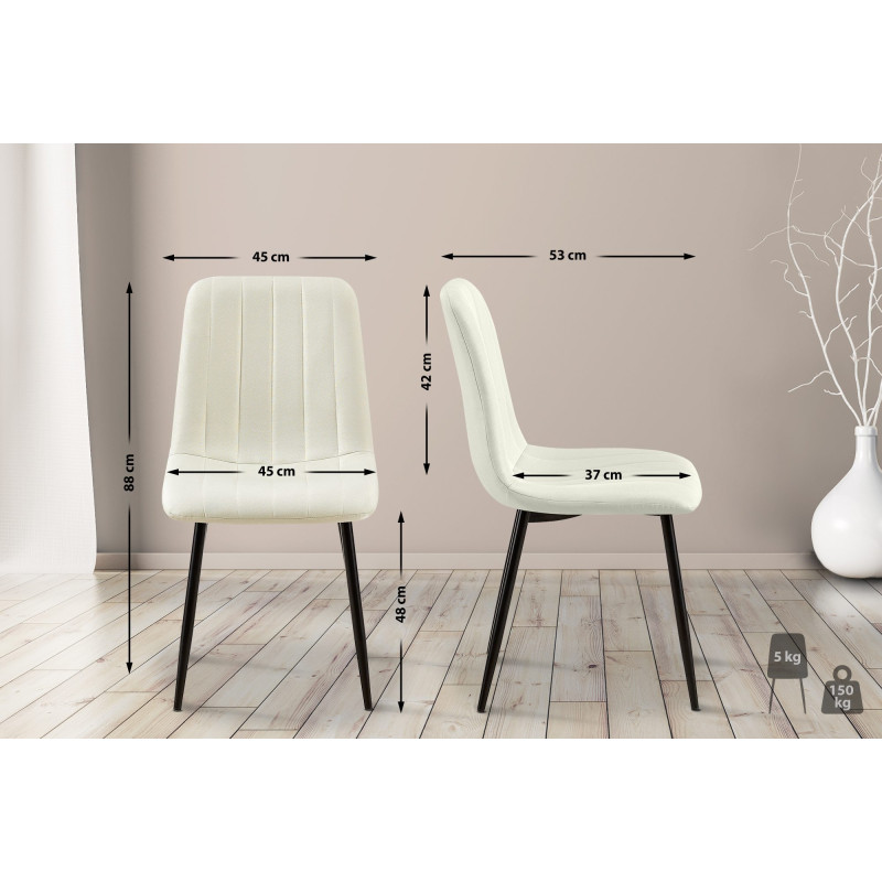 Ensemble de 4 chaises en tissu crème Dijon