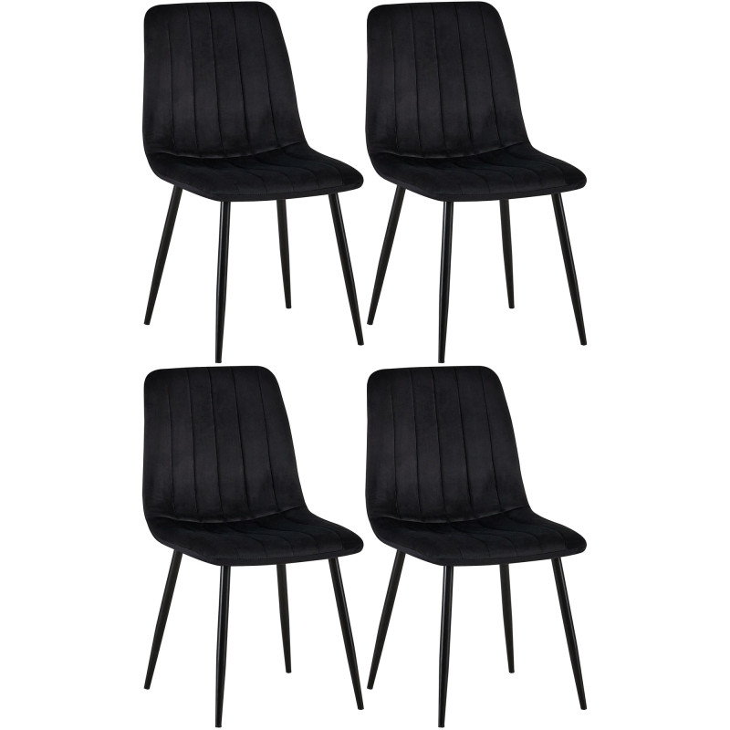 Conjunto de 4 sillones Dijon en terciopelo negro