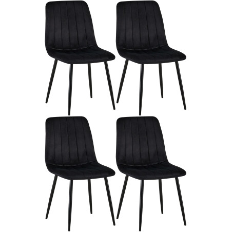 Conjunto de 4 sillones Dijon en terciopelo negro