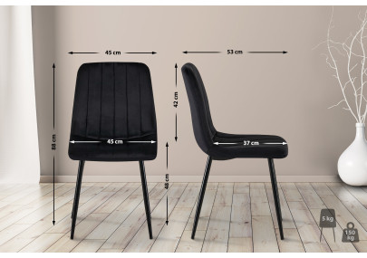 Conjunto de 4 sillones Dijon en terciopelo negro