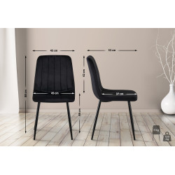 Conjunto de 4 sillones Dijon en terciopelo negro