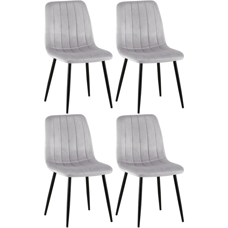Ensemble de 4 chaises en velours gris Dijon