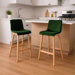 Tabouret de bar en velours Hoover, vert Natura