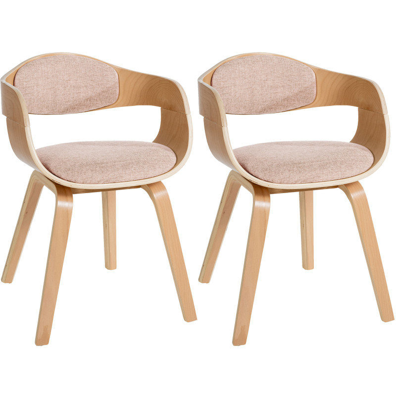 Ensemble de 2 chaises Kingston en tissu naturel/crème