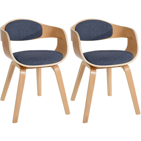 Ensemble de 2 chaises Kingston, tissu naturel/bleu