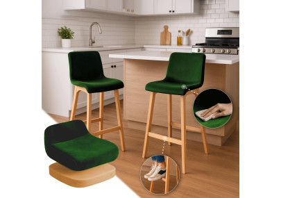 Tabouret de bar en velours Hoover, vert Natura