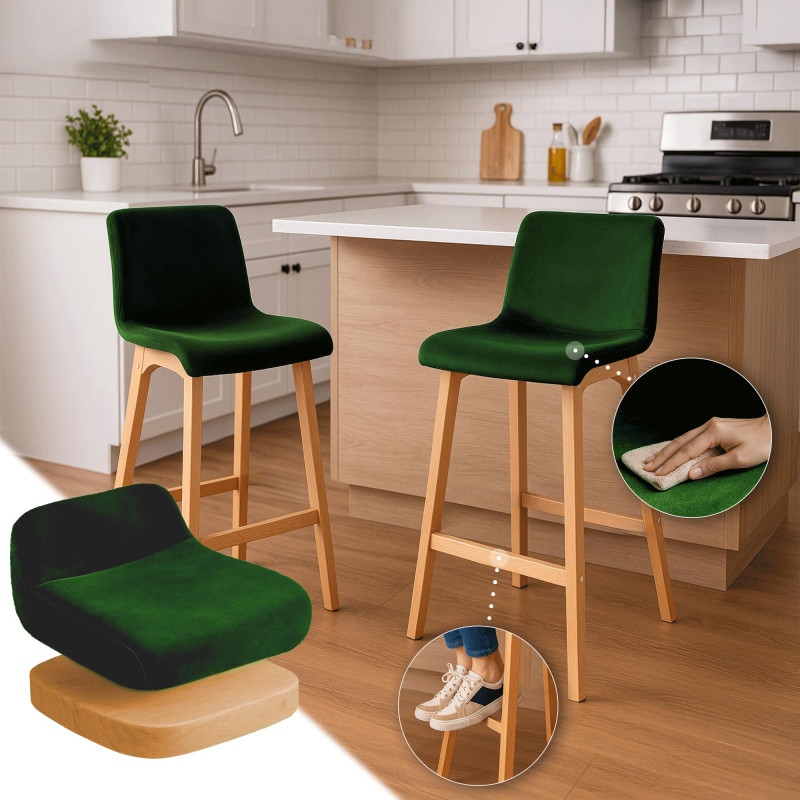 Tabouret de bar Hoover en velours Natura vert