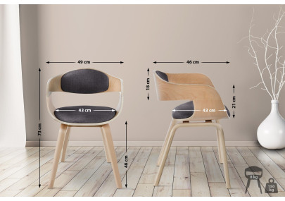 Ensemble de 2 chaises Kingston, tissu naturel/gris clair