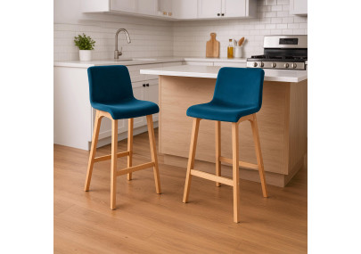 Tabouret de bar Hoover Velvet Natura Bleu