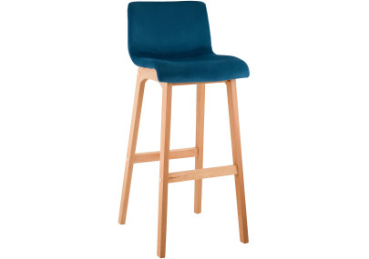 Tabouret de bar en velours Hoover, bleu Natura