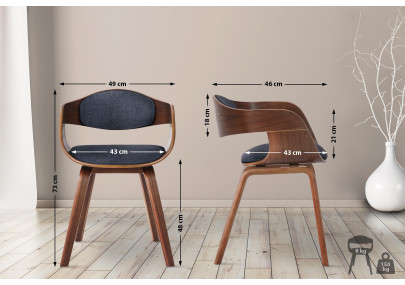 Ensemble de 2 chaises Kingston, tissu noyer/bleu