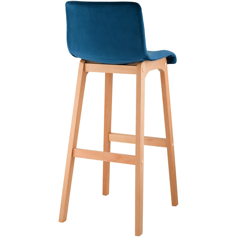 Tabouret de bar en velours Hoover, bleu Natura