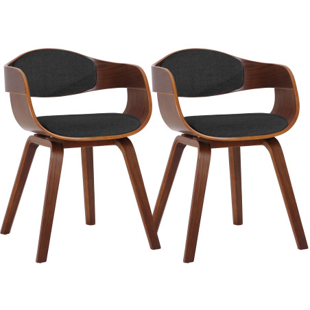 Insieme di 2 sedie Kingston, tessuto noce/grigio scuro