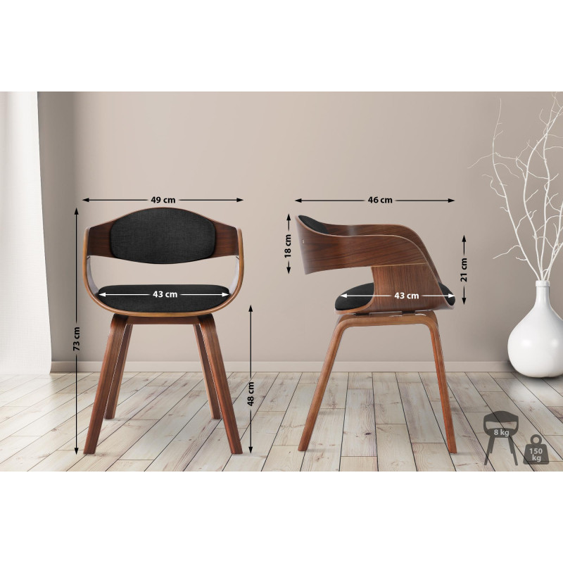 Insieme di 2 sedie Kingston, tessuto noce/grigio scuro