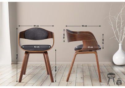 Ensemble de 2 chaises Kingston, tissu noyer/gris clair